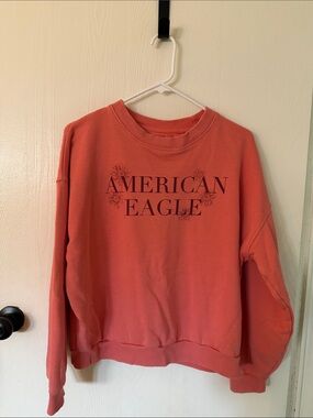 American Eagle Outfitters Coral Crew Sweatshirt with Logo